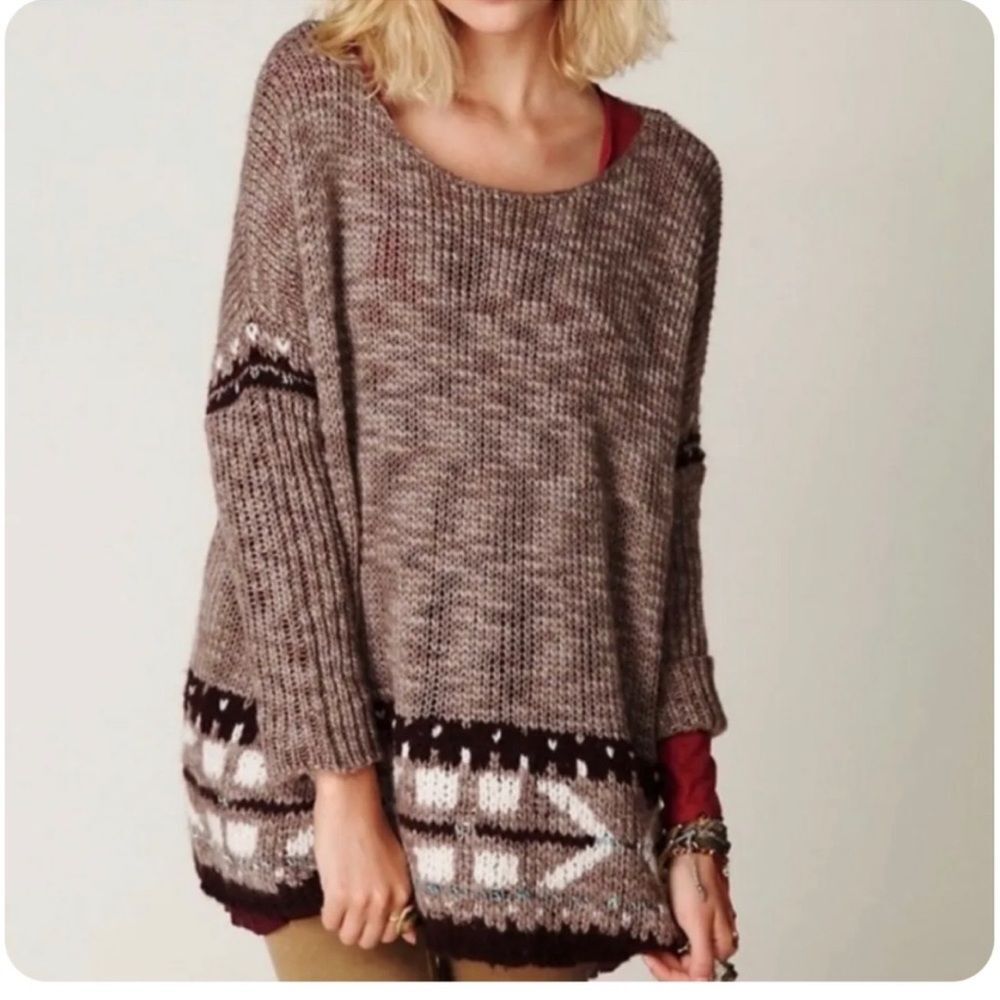 Free People Oversized Knit Charcoal Sweater  Size S